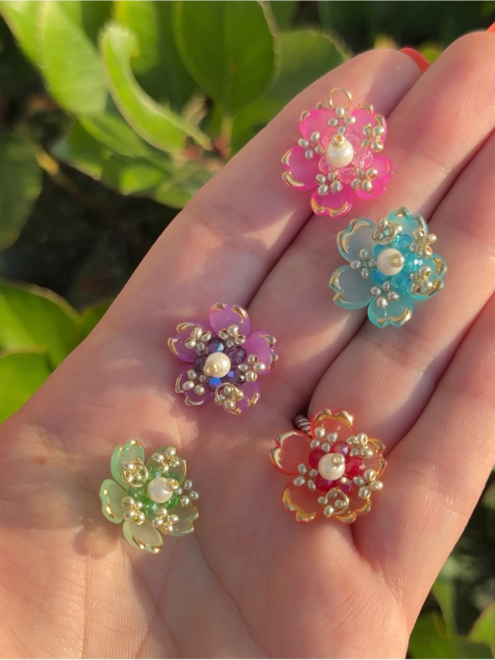 12 pack Sakura flower pendants Jewelry Charms